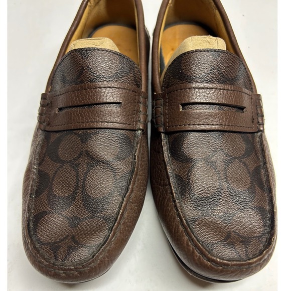 Coach Mercer Penny Loafers Mens 9 Mahogony Brown Signature Leather Driving Shoes main image 6